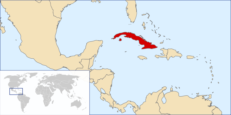 Kuba - umístnění na mapě světa